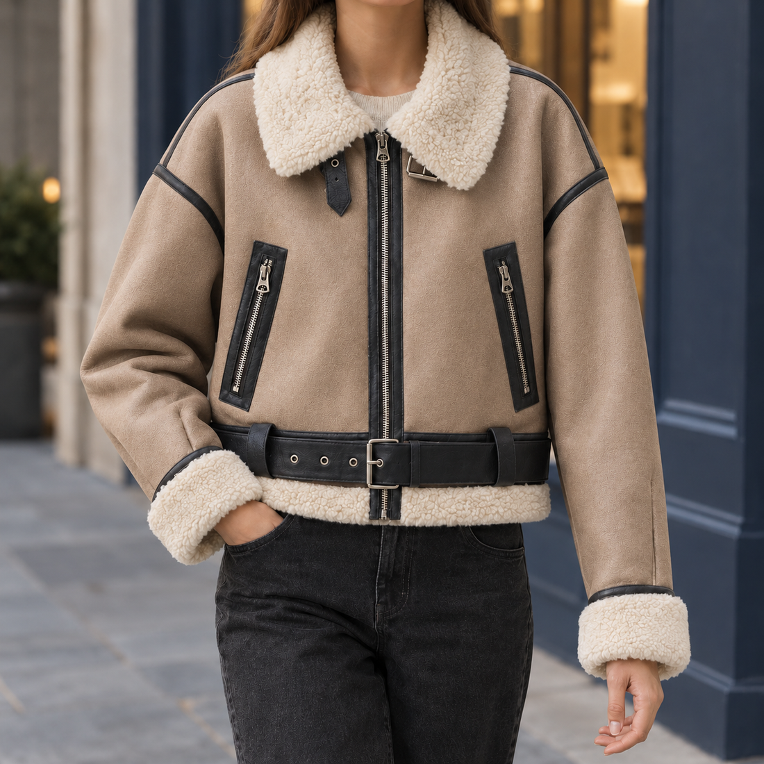 Isla-Lane Aviator Jacket - Khaki