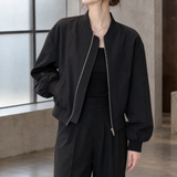Mara-Claire Cropped Bomber Jacket - Black