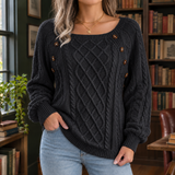 Fenna-Elise Square Neck Sweater - Black