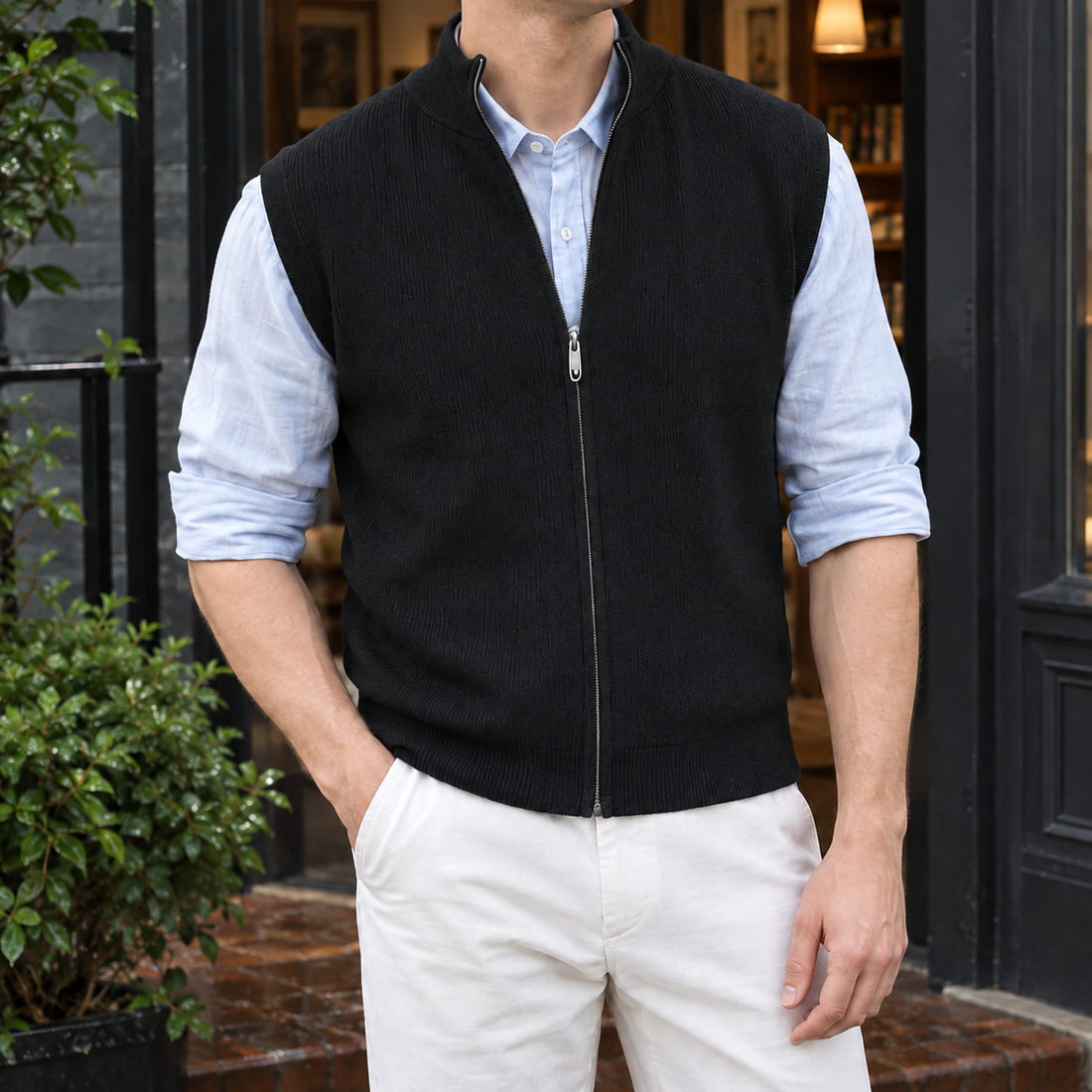 Pascal Ribbed Vest - Black