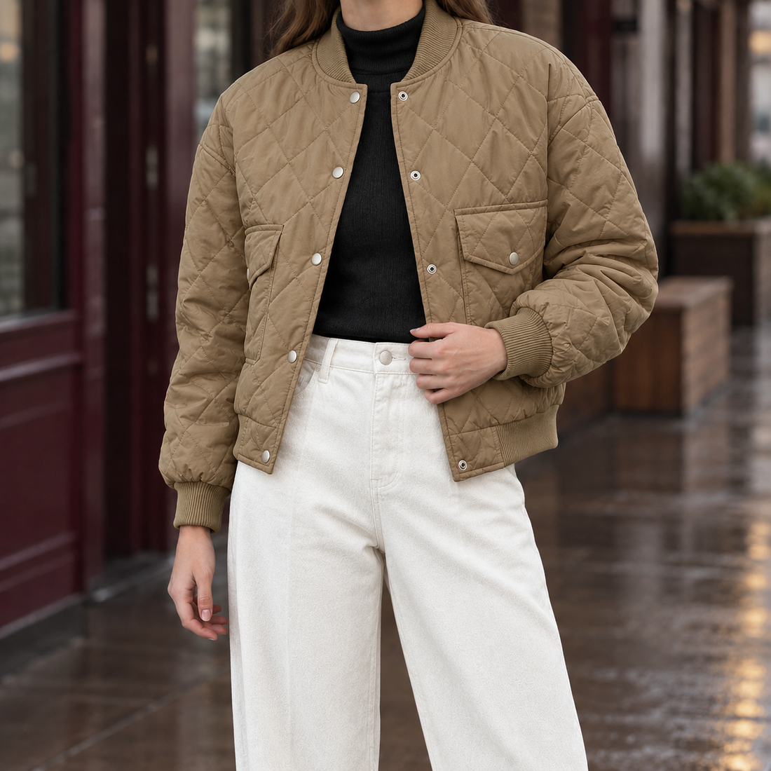 Noemie-Elise Quilted Jacket - Khaki