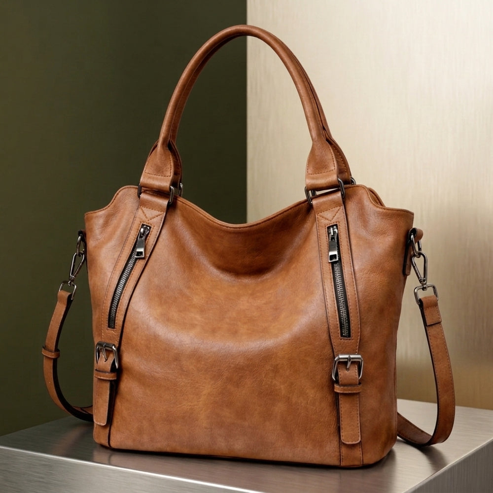 Valencia Buckled Tote - Brown