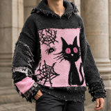 Valentin Cat Graphic Sweater - Pink