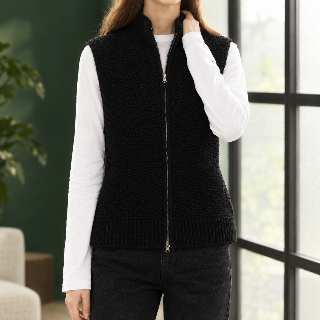 Elettra-Belle High Neck Vest - Black