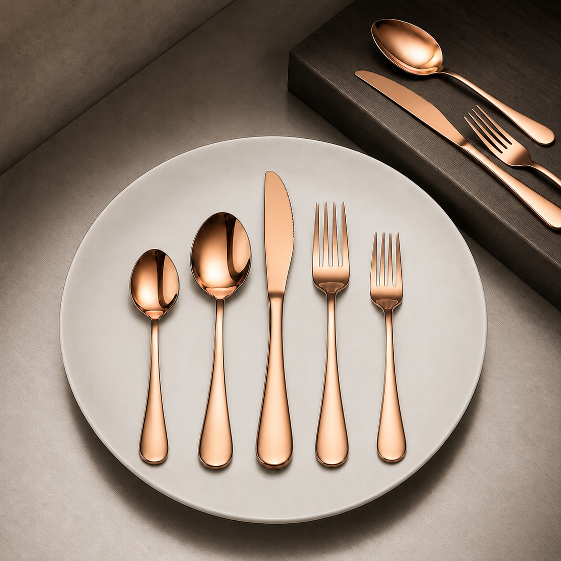 Florian Polished Flatware Set - Rose Gold