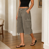 Olympia-Hope Relaxed Cargo Shorts - Khaki