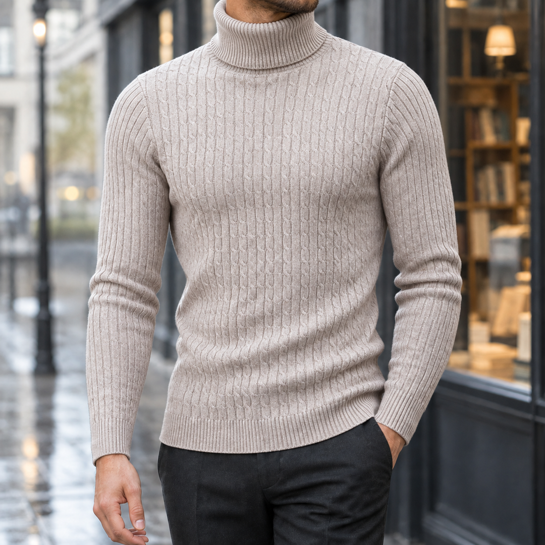 Laurent Turtleneck Sweater - Beige