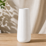 Amberley Ribbed Ceramic Vase - Gloss White