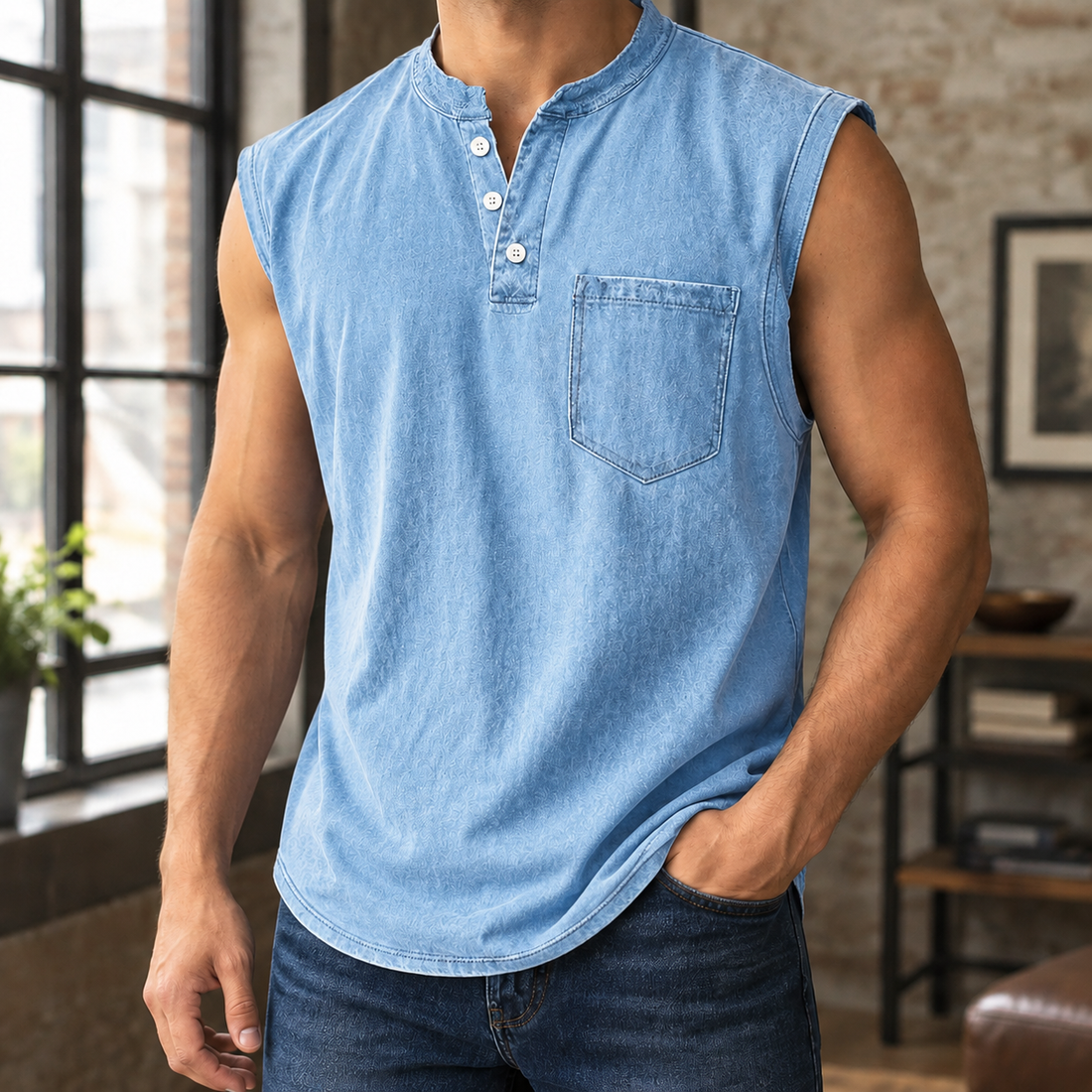 Romano Henley Shirt - Blue