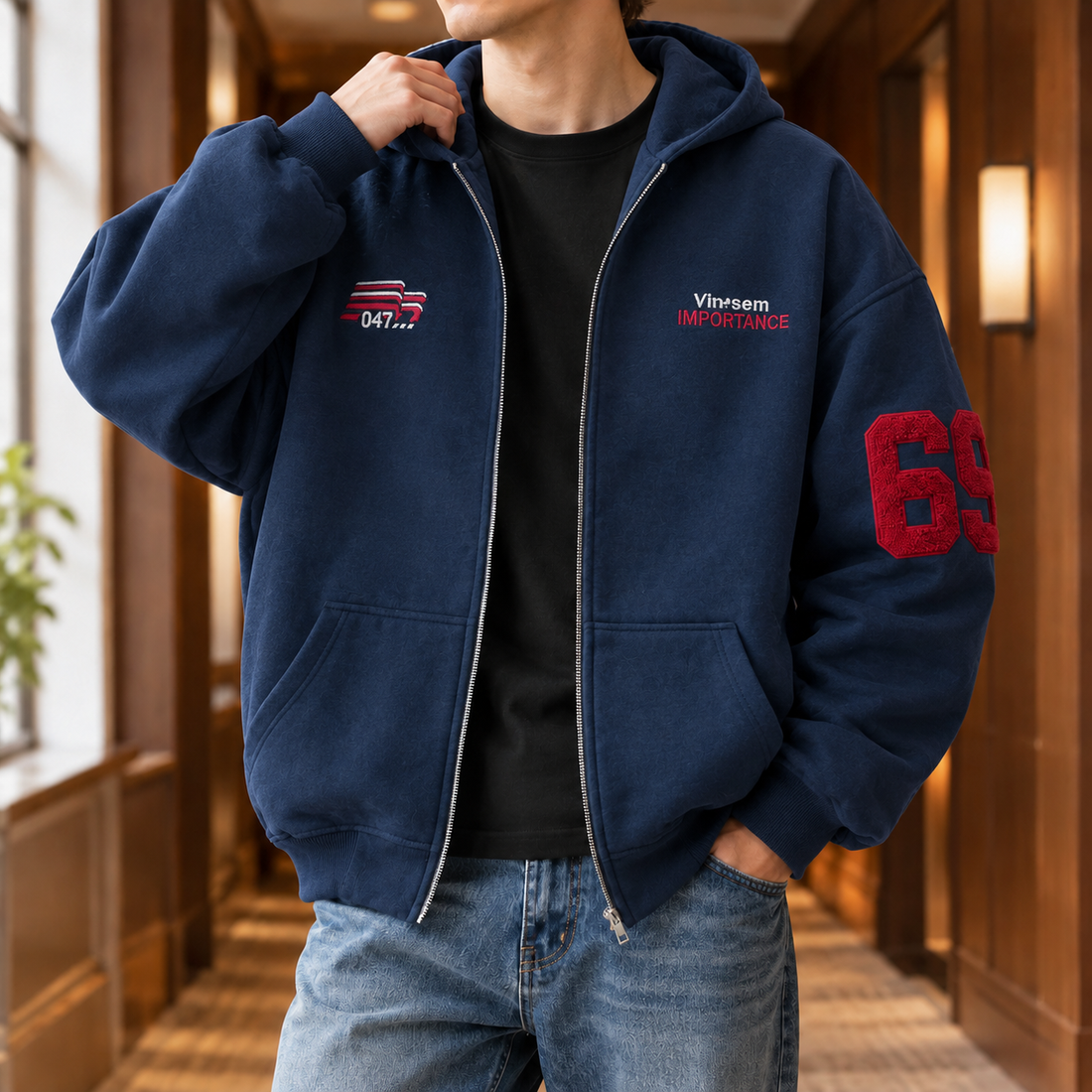 Wyatt Embroidered Jacket - Royal Blue