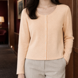 Modesty-Belle Scoop Neck Cardigan - Flower Ginger Apricot