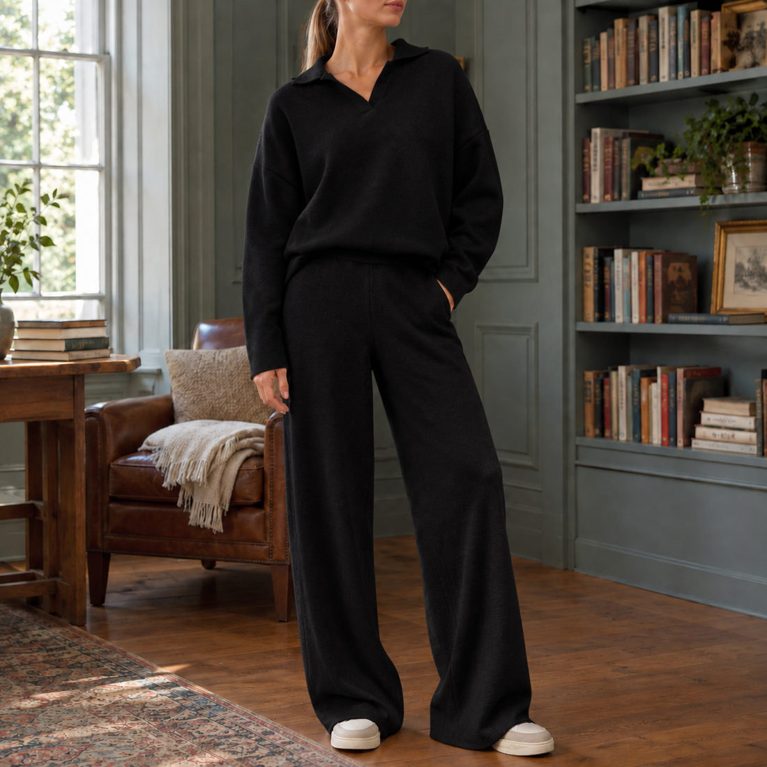 Clara-Lane Wide Leg Set - Black