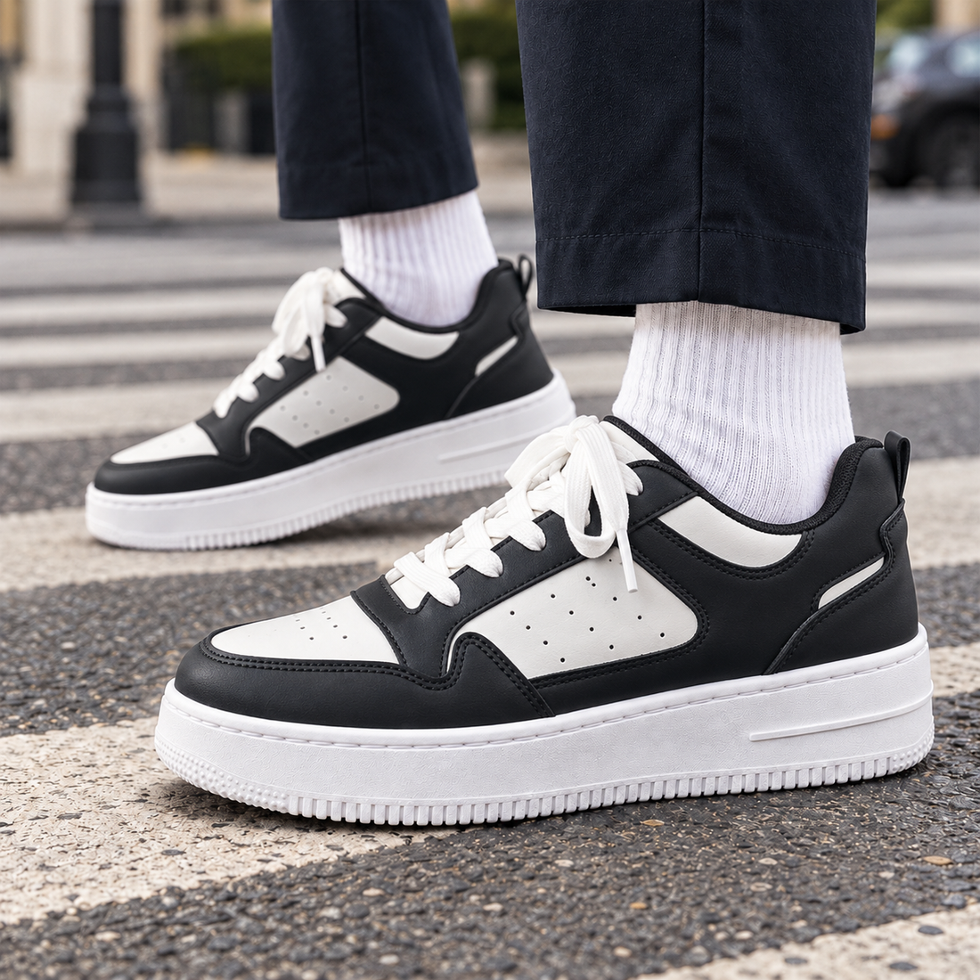 Verona-Zara Platform Sneakers - Black White