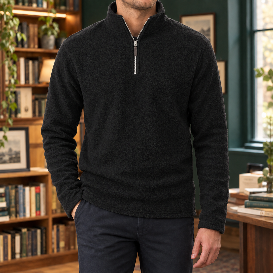 Wyatt Quarter Zip Top - Black
