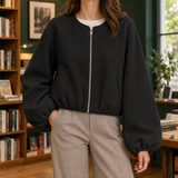 Erin-Eve Cropped Bomber Jacket - Black