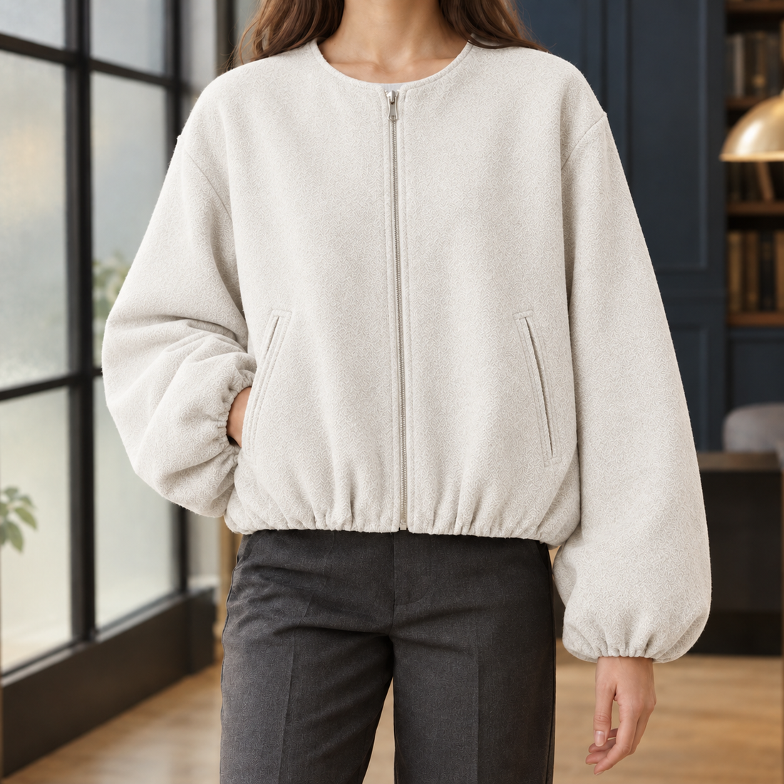 Ophelia-June Balloon Sleeve Jacket - Off White