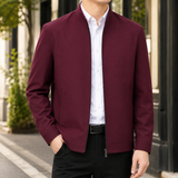 Waldemar Stand Collar Jacket - Wine Red Stand Collar