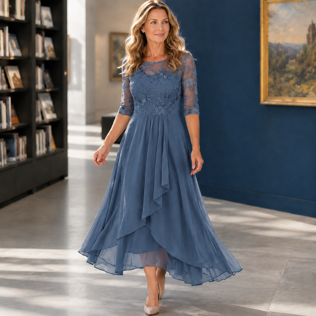 Mireille-Eve Asymmetric Dress - Blue