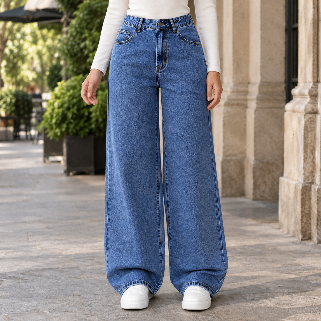 Wilhelmina-Hope Wide Leg Jeans - Dark Blue