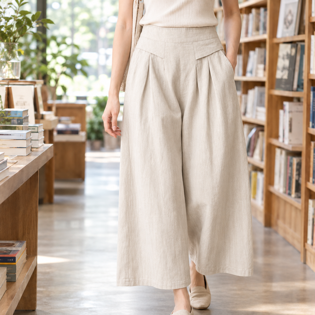 Melanie-Claire Wide Leg Pants - Beige