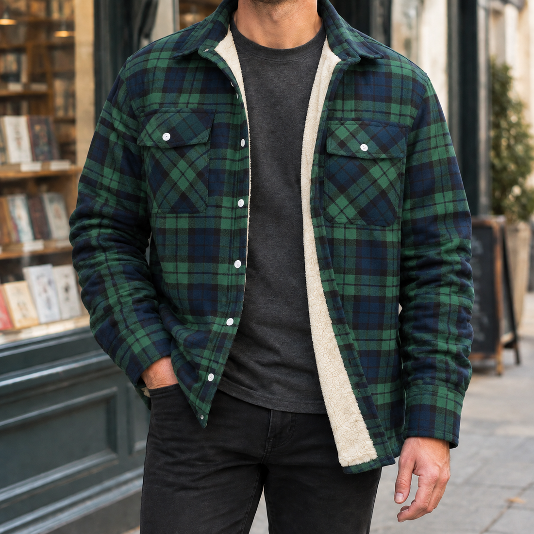 Dario Plaid Lined Jacket - Green Plaid