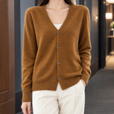 Zelie-Faye V-Neck Cardigan - Caramel Brown