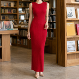 Liliana-Belle Ribbed Maxi Dress - Red