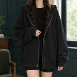 Lavinia-Mae Oversized Zip Hoodie - Black