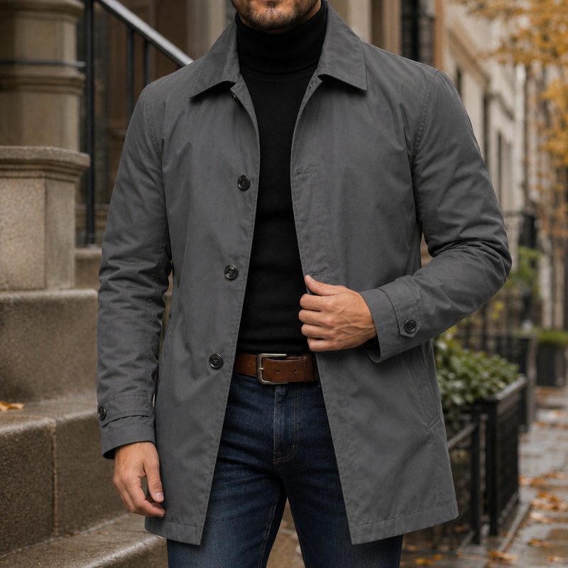 Marco Buttoned Overcoat - Gray
