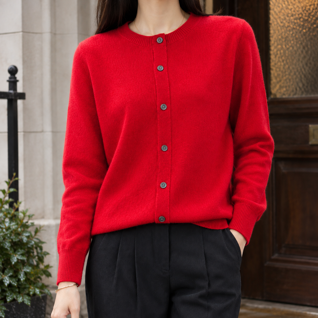 Astrid-Kate Wool Cardigan - Cherry Red