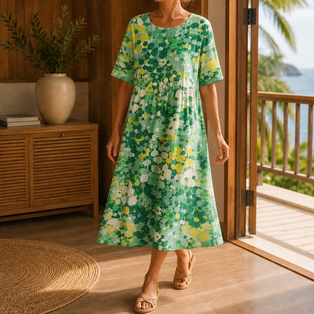 Esme-Rose A-Line Dress - Sage Green