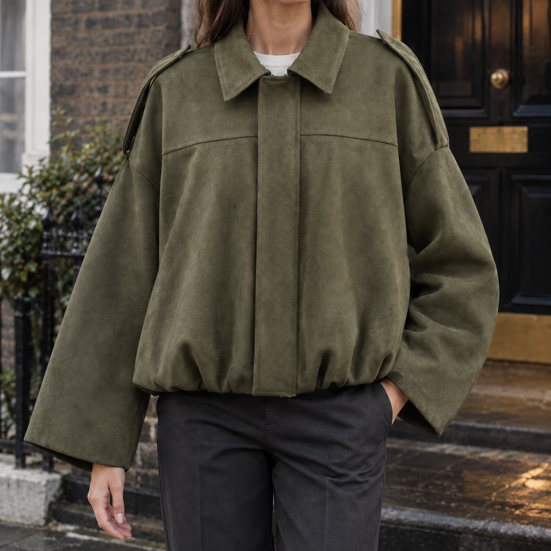 Gwendolyn Suede Jacket - Army Green