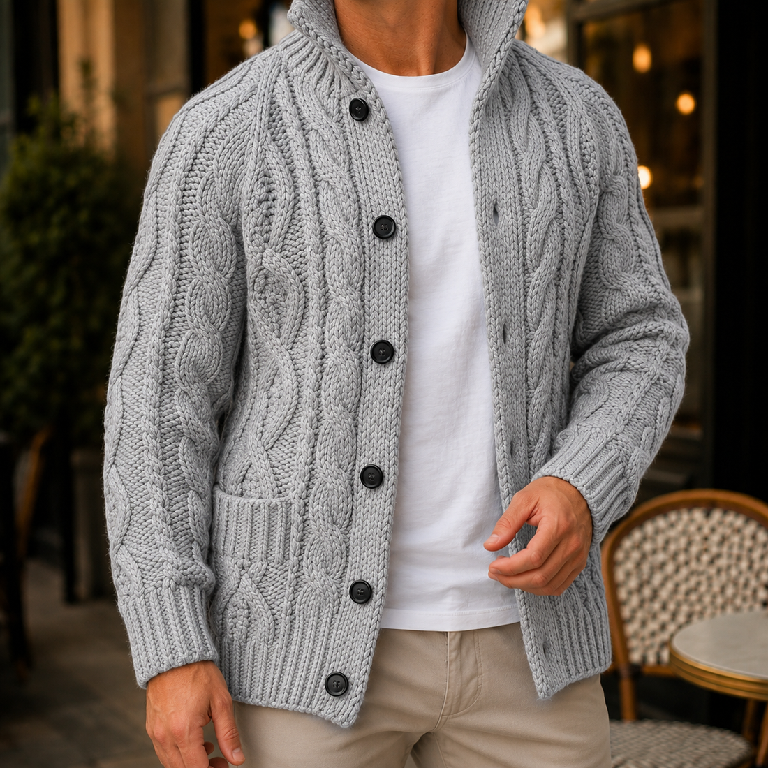 Caius Cable Knit Sweater - Gray