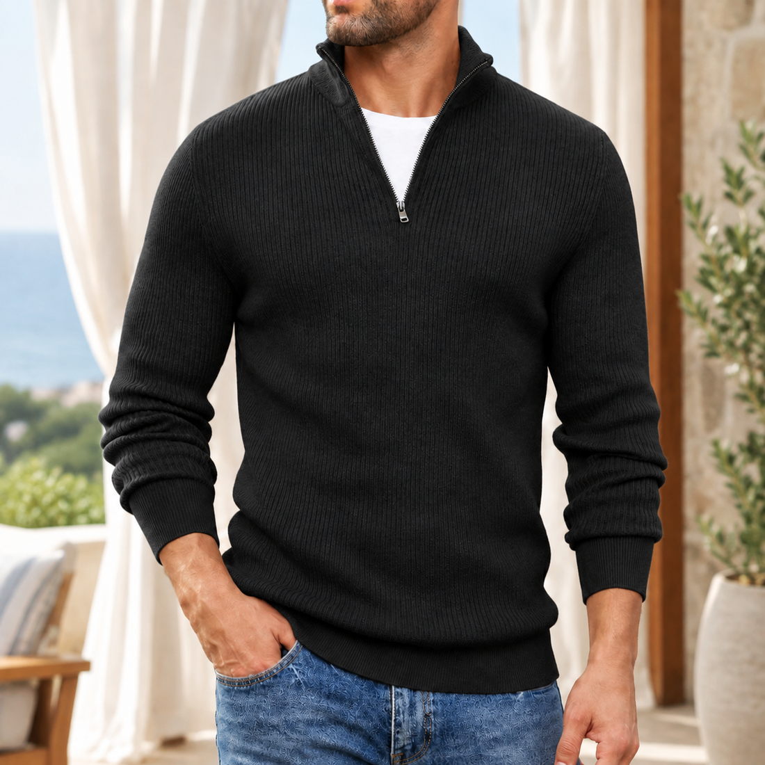 Francis Ribbed Sweater - Black