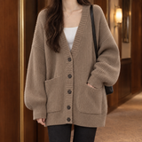 Ines-Faye Ribbed Cardigan - Khaki