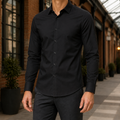 Long Sleeve Solid Color Shirt Black
