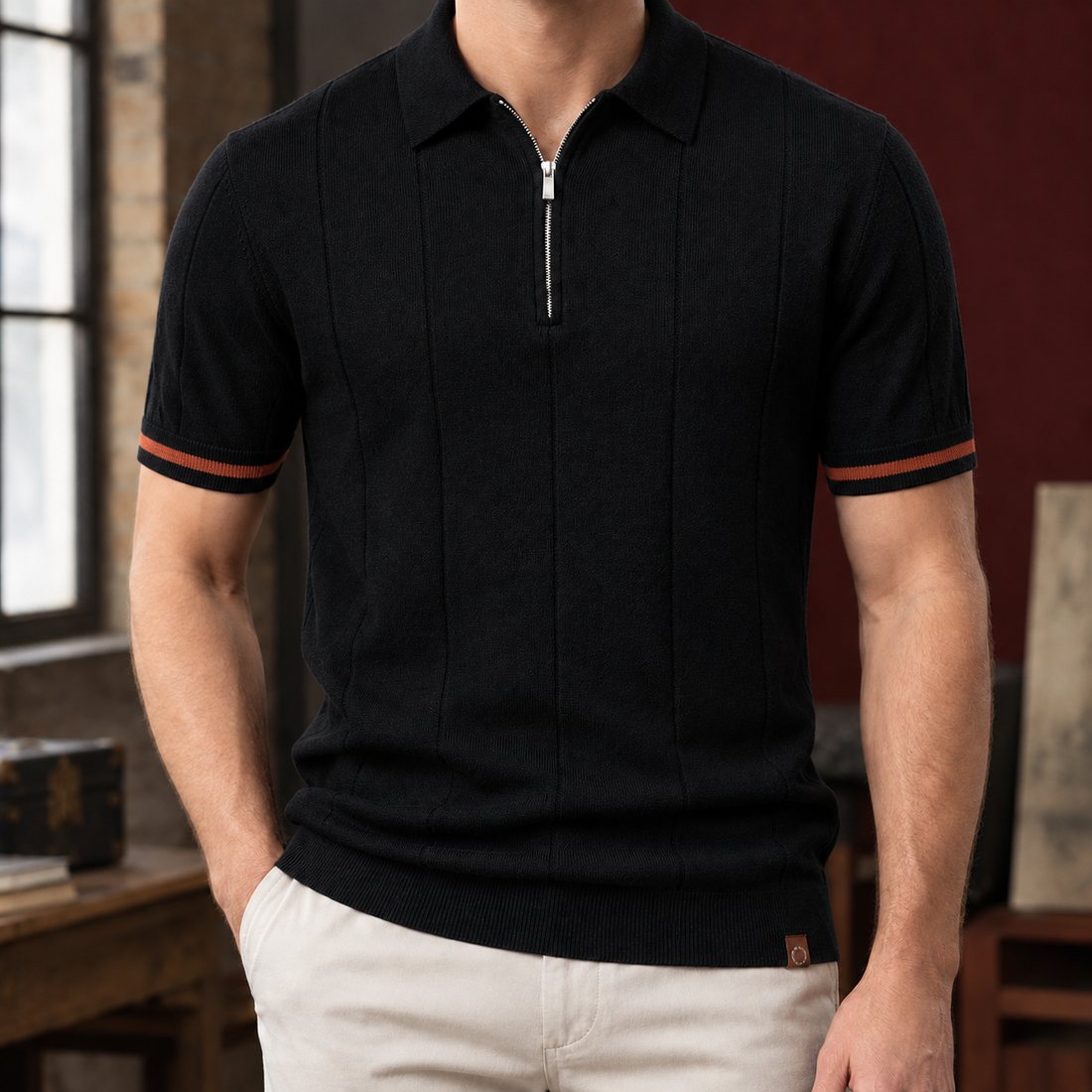 Blake Zip Polo - Black