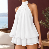 Bernadette-Grace Halter Playsuit - White