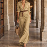 Aubrey-Jane Draped Maxi Dress - Khaki