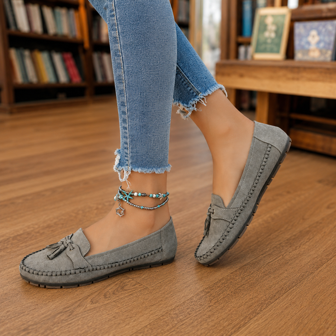 Firenze Tassel Loafers - Gray