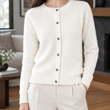 Michelle Round Neck Cardigan - Warm White
