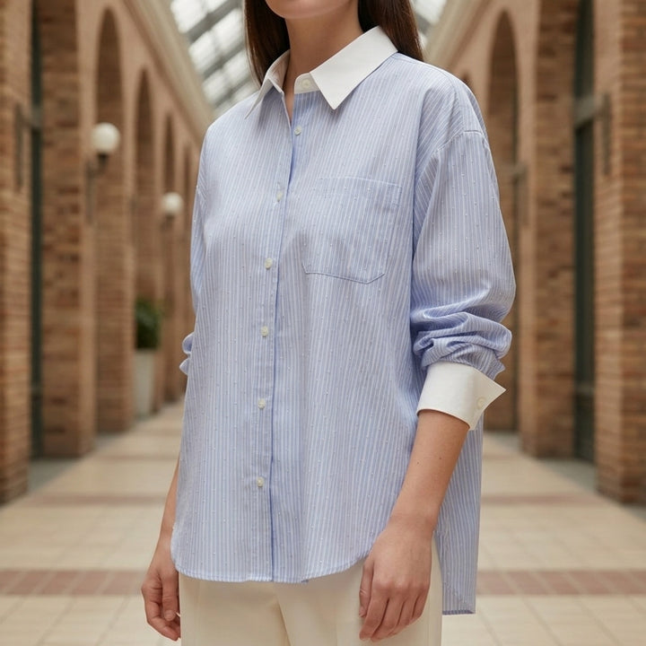 Celeste Contrast Collar Shirt - Lead Product Detail