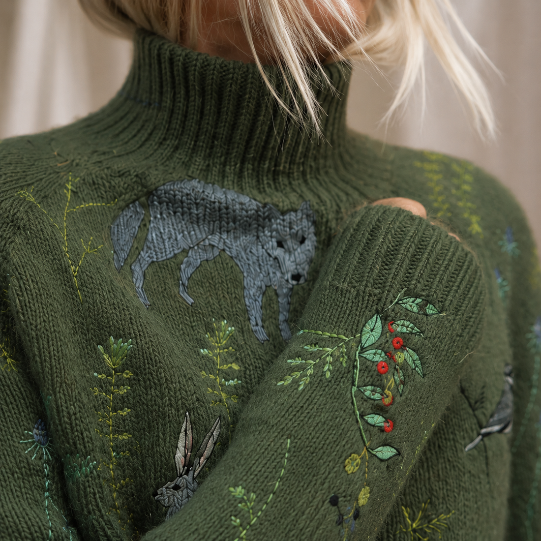 Wesley Patterned Turtleneck Sweater - Lead Product Detail