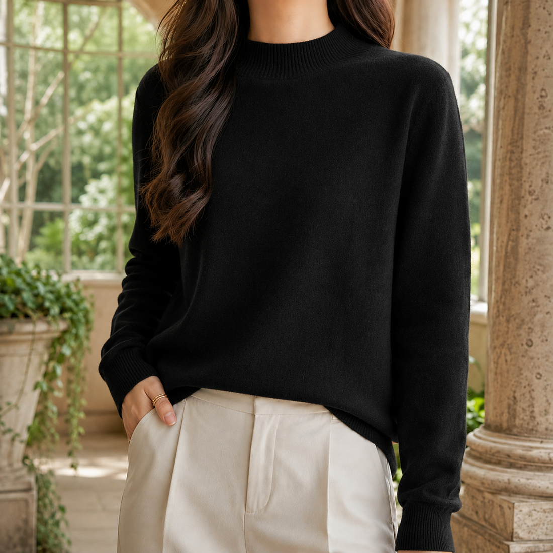 Griselda Mock Neck Sweater - Black