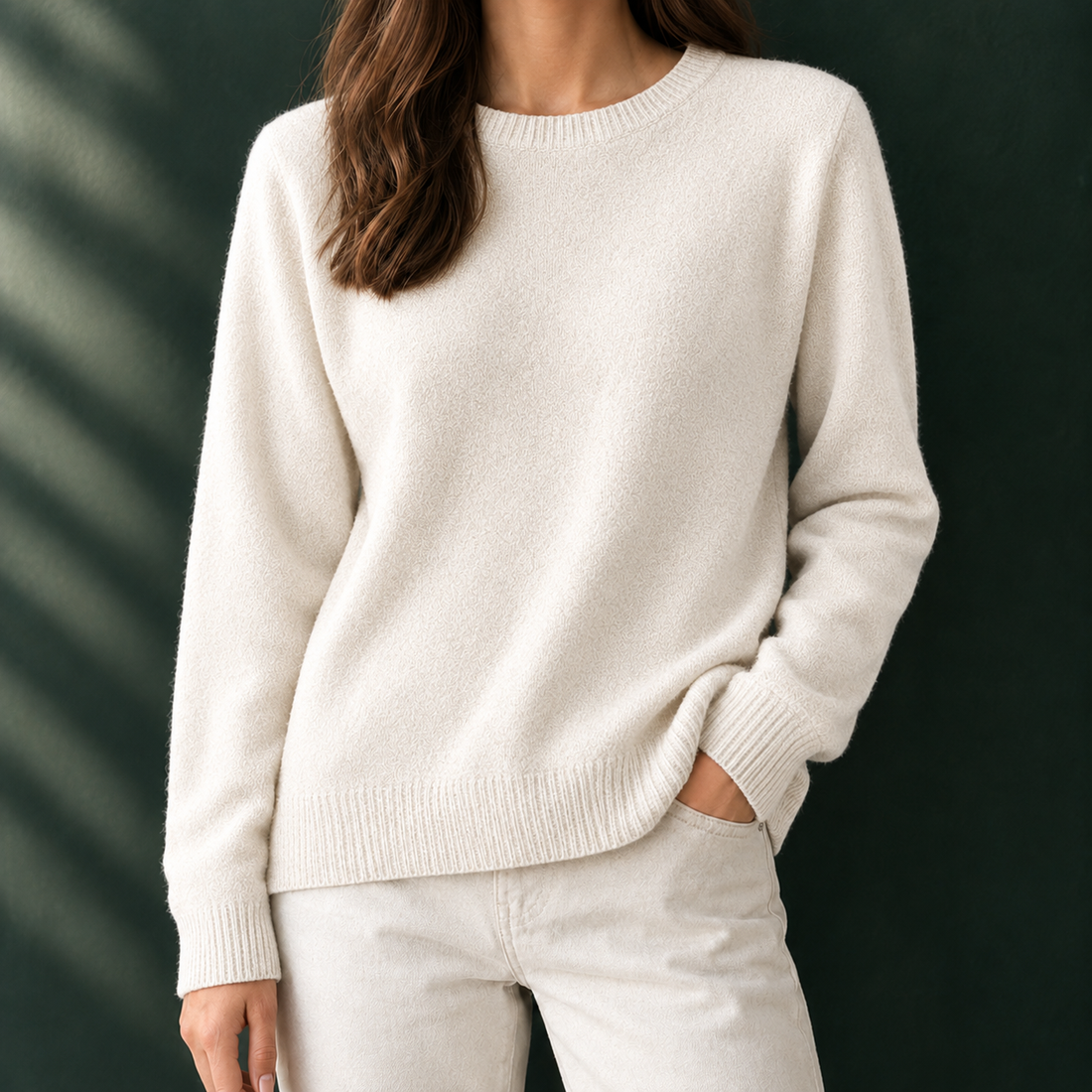 Nicole-Pearl Cashmere Sweater - White
