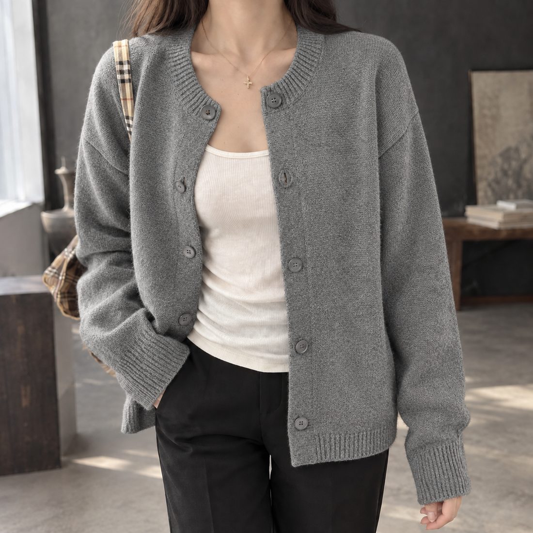 Alma Relaxed Cardigan - Gray