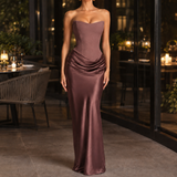 Gwendolen Corset Maxi Dress - Reddish Brown