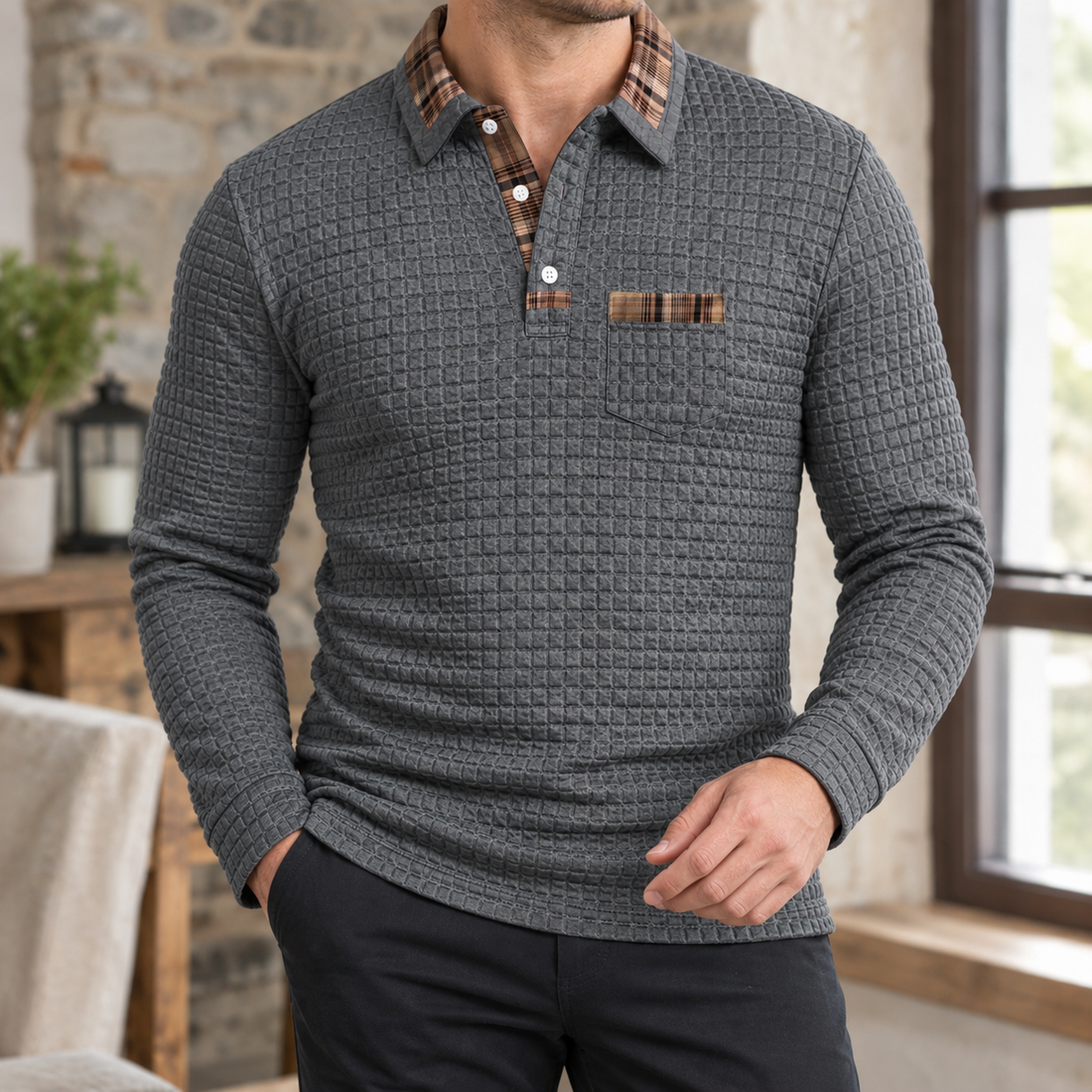 Dorian Textured Polo - Gray