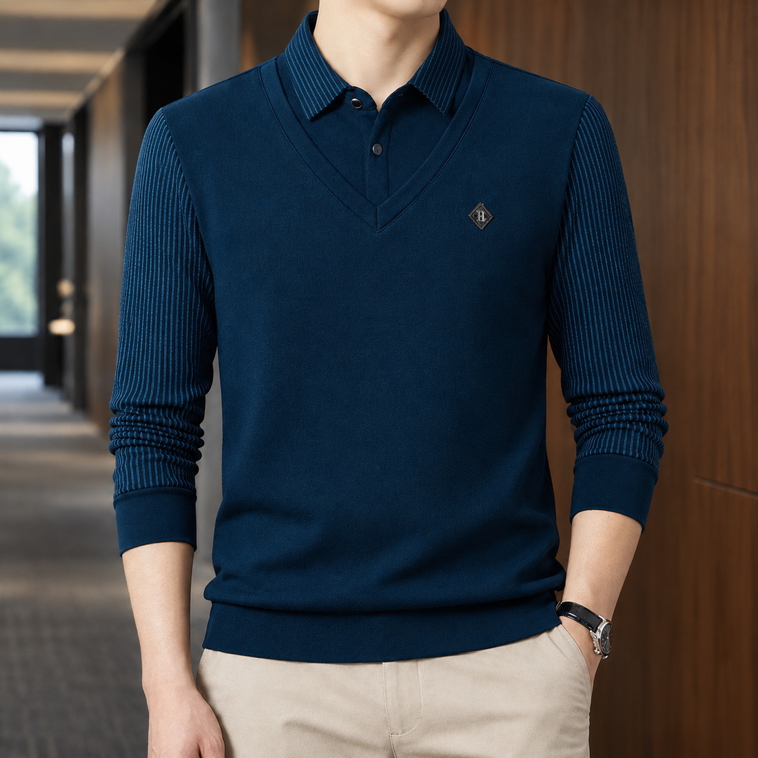 Oliver Layered Polo - Navy Blue