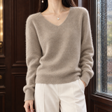 Imogen-Mae V-Neck Sweater - V-neck Raw Camel